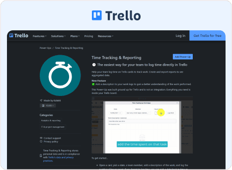 Trello - Native Time Tracking