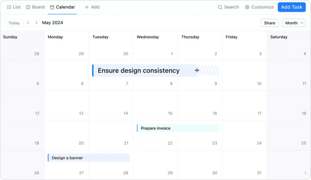 Calendar View