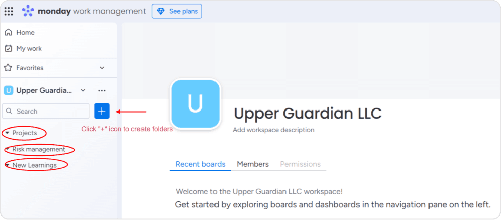 Creating a Workspace Upper Guardian LLC