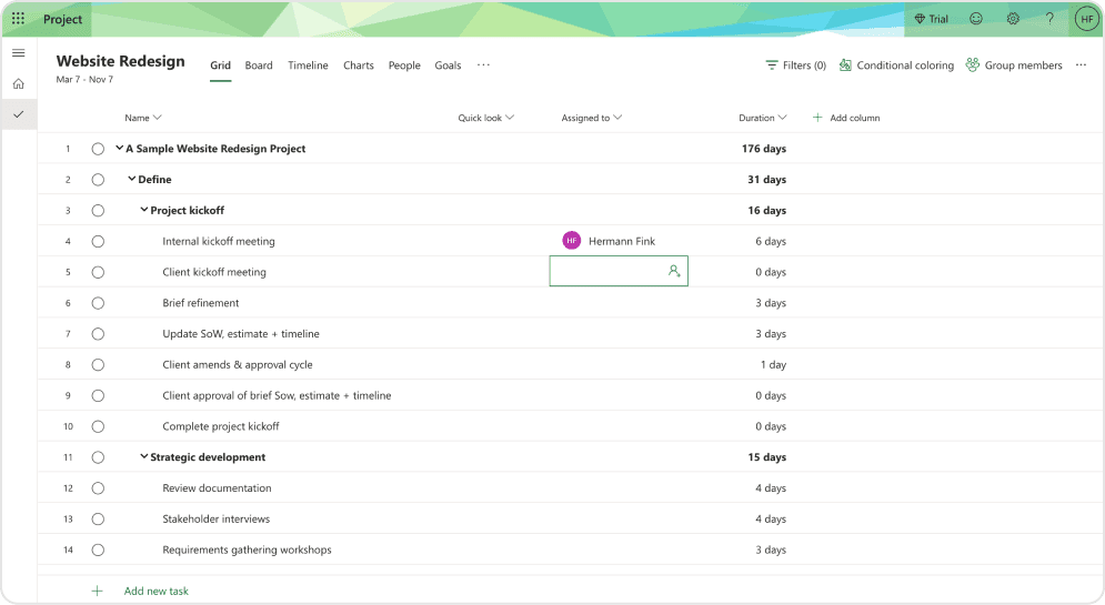 Ease of use - Microsoft Projects