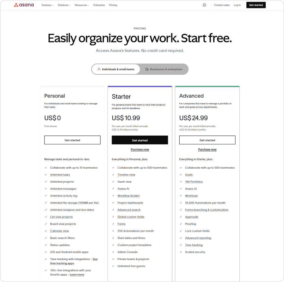 Asana Pricing