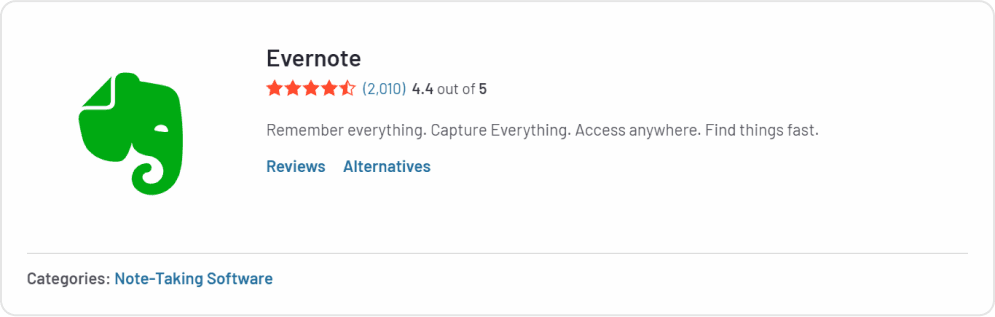 Evernote ratings