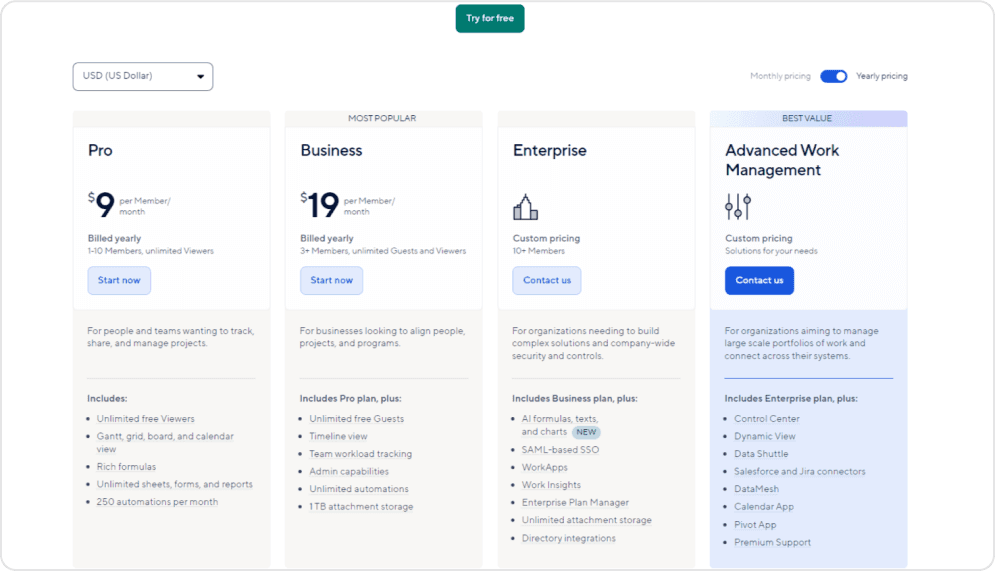 Smartsheet Pricing