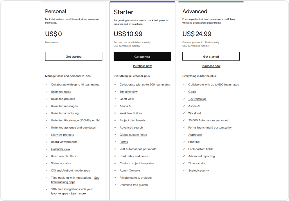 asana-pricing-structure