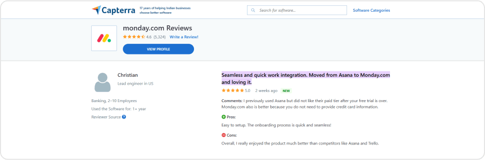 Capterra reviews