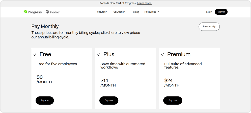 podio pricing