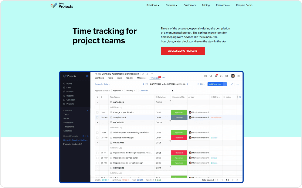 Zoho Projects - Time Tracking