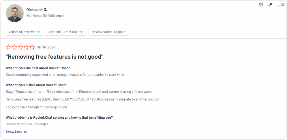 rocket.chat Free version plan